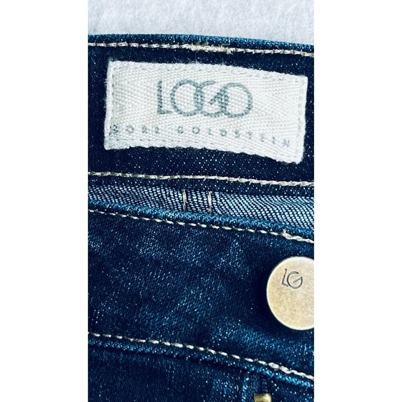 Logo Lori Goldstein Skinny Jeans Size 8 Dark Wash Major Embroidered on Pocket - Picture 13 of 16